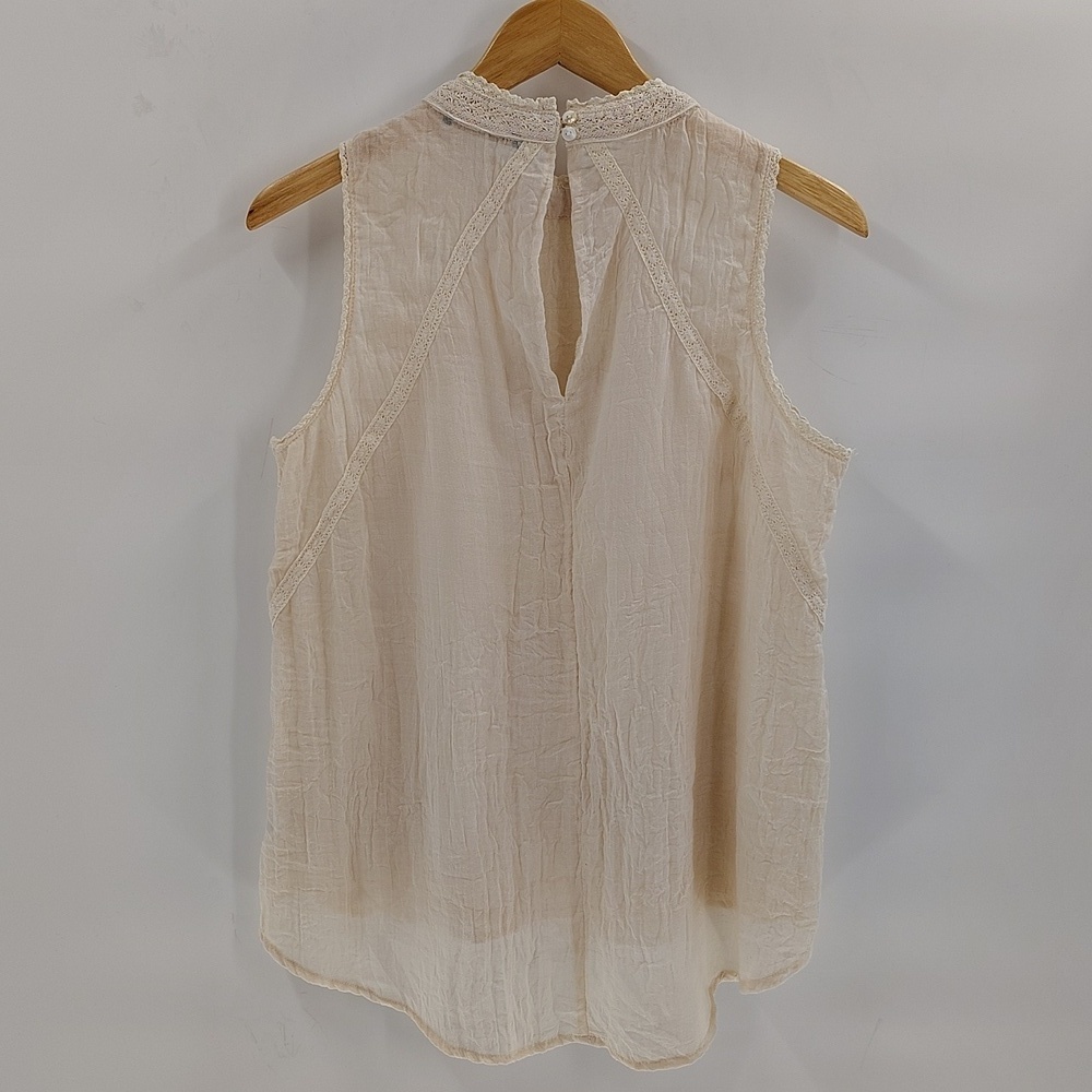 Bluheaven Cream Sleeveless Pullover Size Small Lace Gauze Summer Blouse - Picture 8 of 8